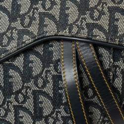 Pre Owned Dior Blue Oblique Denim Saddle Bag
