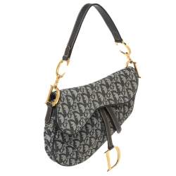 Pre Owned Dior Blue Oblique Denim Saddle Bag
