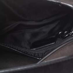Pre Owned Dior Dark Brown/Black Canvas and Patent Leather Saddle Bag