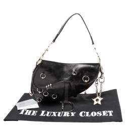 Pre Owned Dior Black Leather Saddle Piercing Bag