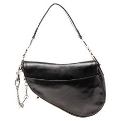 Pre Owned Dior Black Leather Saddle Piercing Bag