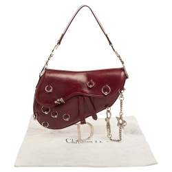 Pre Owned Dior Red Leather Saddle Piercing Bag