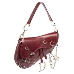 Pre Owned Dior Red Leather Saddle Piercing Bag