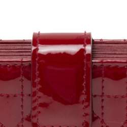 Pre Owned Dior Red Cannage Patent Leather Lady Dior Gusset Card Case