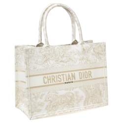 مملوكة مسبقًا Dior White/Gold Toile de Jouy Canvas Small Book Tote