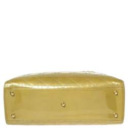 Pre Owned Dior Avocado Green Cannage Patent Leather Large Lady Dior Tote