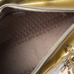 Pre Owned Dior Avocado Green Cannage Patent Leather Large Lady Dior Tote