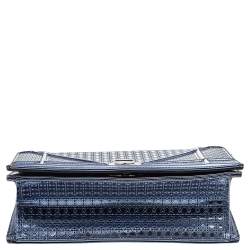 مملوكة مسبقًا Dior Metallic Blue Micro Cannage Patent Leather Small Diorama Shoulder Bag