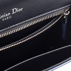 مملوكة مسبقًا Dior Metallic Blue Micro Cannage Patent Leather Small Diorama Shoulder Bag