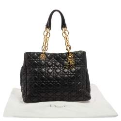 Pre Owned Dior Black Cannage Leather Soft Lady Dior Shopper Tote