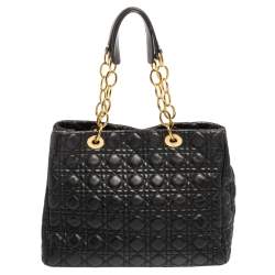 Pre Owned Dior Black Cannage Leather Soft Lady Dior Shopper Tote