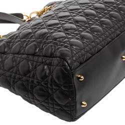 Pre Owned Dior Black Cannage Leather Soft Lady Dior Shopper Tote