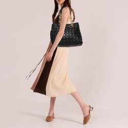 Pre Owned Dior Black Cannage Leather Soft Lady Dior Shopper Tote