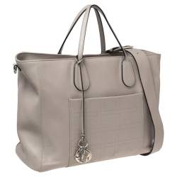 Pre Owned Dior Grey Leather Nappy Diaper Bag