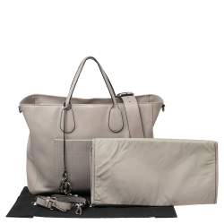Pre Owned Dior Grey Leather Nappy Diaper Bag