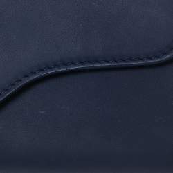 Pre Owned Dior Indigo Ultramatte Leather Saddle Compact Wallet