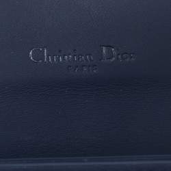 Pre Owned Dior Indigo Ultramatte Leather Saddle Compact Wallet