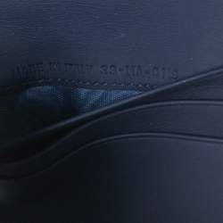 Pre Owned Dior Indigo Ultramatte Leather Saddle Compact Wallet