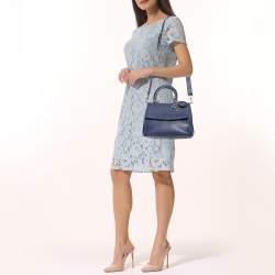 Pre Owned Dior Blue Leather Small Be Dior Flap Top Handle Bag