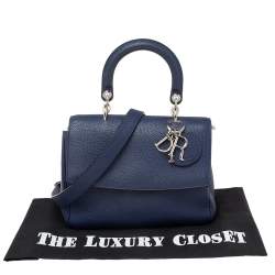 Pre Owned Dior Blue Leather Small Be Dior Flap Top Handle Bag