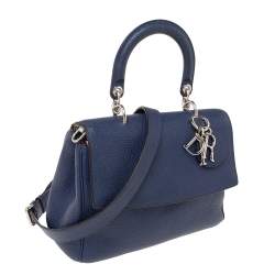 Pre Owned Dior Blue Leather Small Be Dior Flap Top Handle Bag
