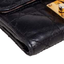 Dior Black Cannage Leather Addict Compact Wallet