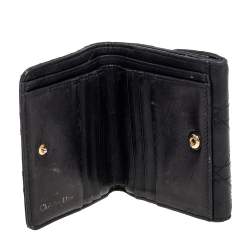 Dior Black Cannage Leather Addict Compact Wallet
