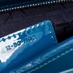 Pre Owned Dior Teal Blue Cannage Patent Leather Large Lady Dior Tote