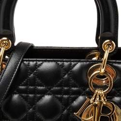 Pre Owned Dior Black Cannage Leather Large Lady Dior Tote