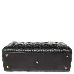 Pre Owned Dior Black Cannage Leather Large Lady Dior Tote