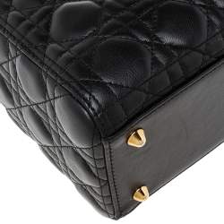 Pre Owned Dior Black Cannage Leather Large Lady Dior Tote