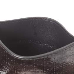 Pre Owned Dior Dark Grey Microcannage Patent Leather Lady Dior Card Holder