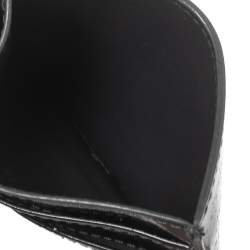 Pre Owned Dior Dark Grey Microcannage Patent Leather Lady Dior Card Holder