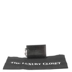Pre Owned Dior Dark Grey Microcannage Patent Leather Lady Dior Card Holder