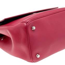 Pre Owned Dior Red/Navy Blue Leather Small Be Dior Top Handle Bag