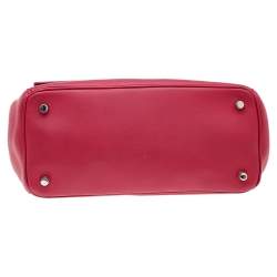 Pre Owned Dior Red/Navy Blue Leather Small Be Dior Top Handle Bag