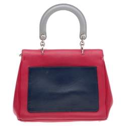 Pre Owned Dior Red/Navy Blue Leather Small Be Dior Top Handle Bag