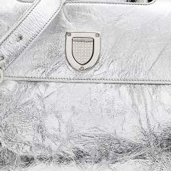 Pre Owned Dior Metallic Silver Leather Medium Diorever Bag