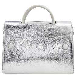 Pre Owned Dior Metallic Silver Leather Medium Diorever Bag