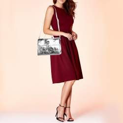Pre Owned Dior Metallic Silver Leather Medium Diorever Bag