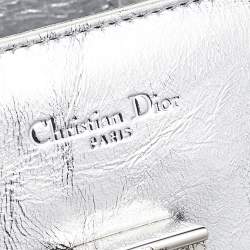 Pre Owned Dior Metallic Silver Leather Medium Diorever Bag