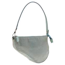 Pre Owned Dior Mint Green Lizard Effect Leather Saddle Bag