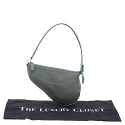 Pre Owned Dior Mint Green Lizard Effect Leather Saddle Bag