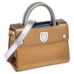 Pre Owned Dior Metallic Gold/Silver Leather Mini Diorever Bag