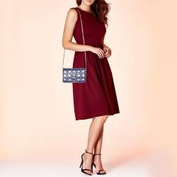 Pre Owned حقيبة كتف ديور ميس ديور قماش مبطن أزرق ميتالك 