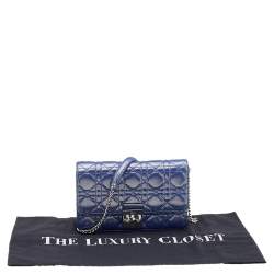 Pre Owned حقيبة كتف ديور ميس ديور قماش مبطن أزرق ميتالك 