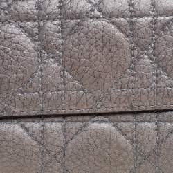 Pre Owned Dior Metallic Cannage Leather Lady Dior French Wallet