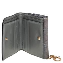 Pre Owned Dior Metallic Cannage Leather Lady Dior French Wallet