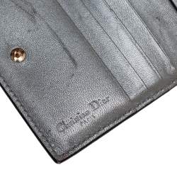Pre Owned Dior Metallic Cannage Leather Lady Dior French Wallet