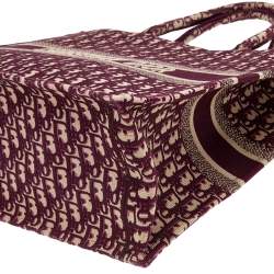 مملوكة مسبقًا Dior Burgundy Oblique Embroidery Canvas Book Tote